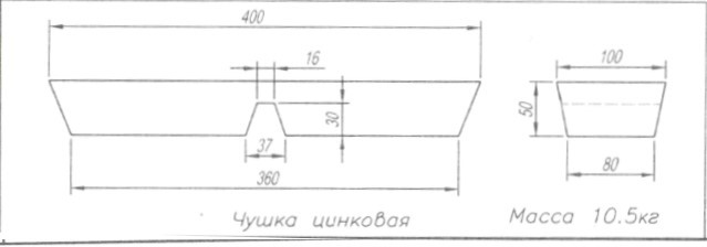 Форма выпуска цинк-алюминиевого сплава. Схема 2.
